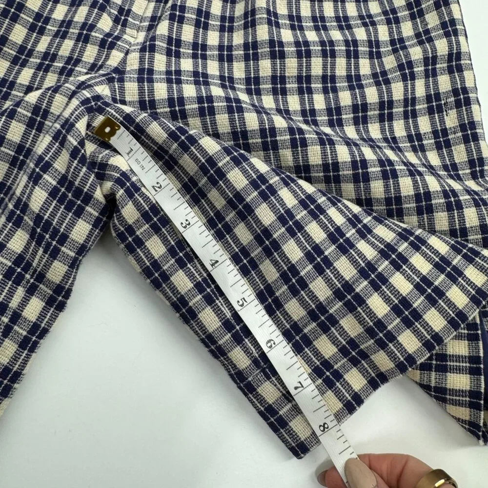 Christian Dior Sports Vintage Navy Cream Plaid High-Waisted Wool Shorts Size 6 - Picture 10 of 10